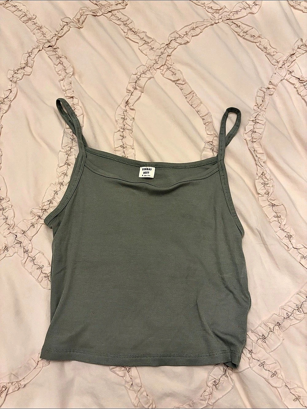 Aritzia Ribbed Green Tank Top Like New